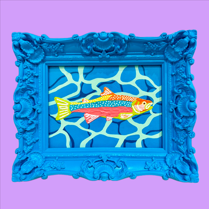 Finley the Rainbow Trout Original Framed Art