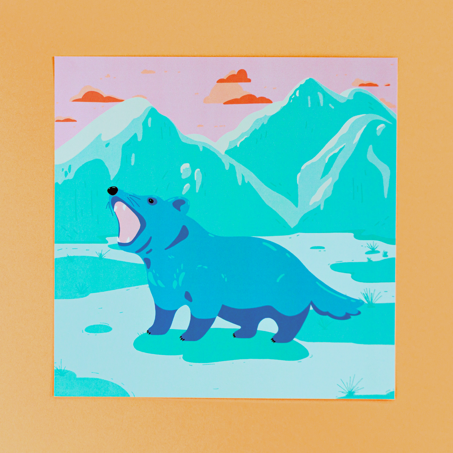 Theodore the Tassie Devil Square Print